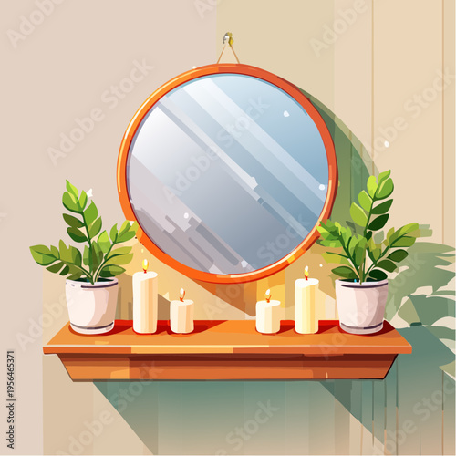 Moderner Spiegel mit stilvoller Wohnaccessoire-Dekoration