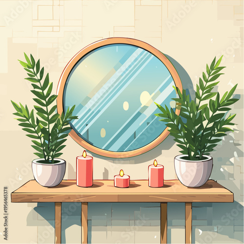 Moderner Spiegel mit stilvoller Wohnaccessoire-Dekoration