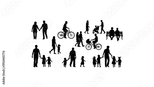 People Lifestyle Silhouettes Vector Men and Women Daily Life Situations Illustration