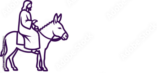 Palm Sunday vector illustration icon sheet rider on donkey easter symbolism religious holiday line art minimalist design spiritual celebration holy week faith based artwork art
