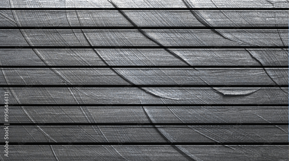 Fototapeta premium Grey Silver Horizontal Wooden Planks Texture Background with Diagonal Brush Strokes and Black Gaps