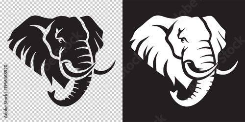 african elephant and asian elephant side profile comparison vector illustration