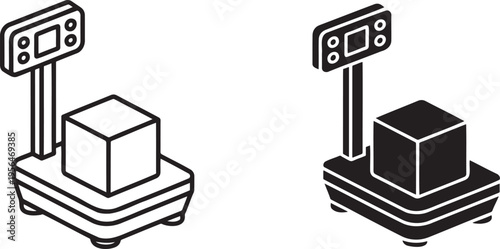 Weight scale silhouette & outline set isolated on transparent background 