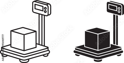 Weight scale silhouette & outline set isolated on transparent background 