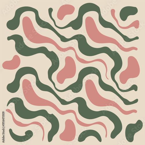 Bespoke Organic Boho Seamless Pattern Vector, Fluid Wavy Textile Background