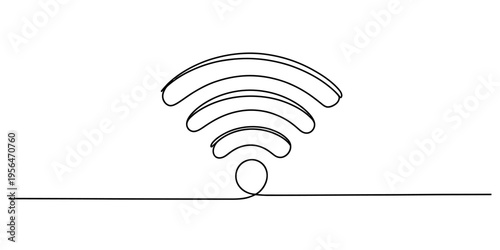 Continuous single line drawing of a wifi signal icon on white background for technology concept Vector, illustration