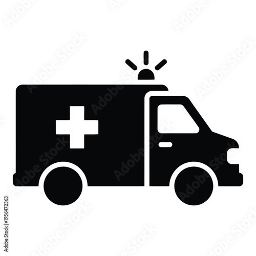 Ambulance vehicle with emergency light on roof