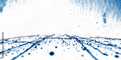 Blue water splash with abstract background and flowing bubbles