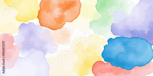 Abstract Blue Watercolor Cloudy Sky Background