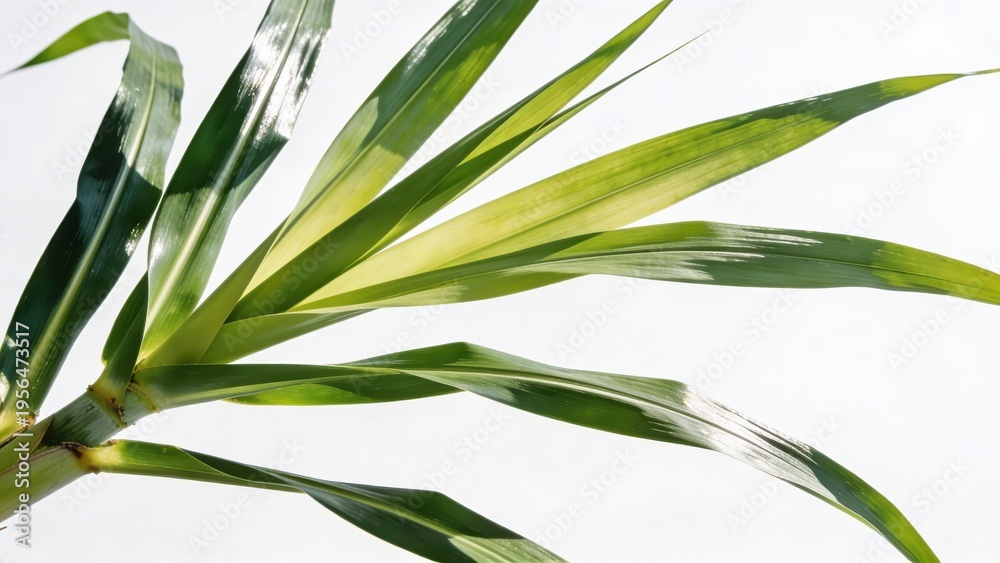 Obraz premium White background with sugar cane foliage.