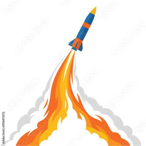 vector flat a ballistic missile is launching upwards at high speed 004