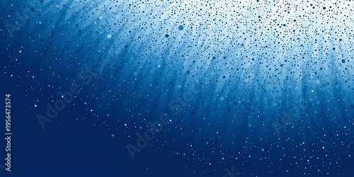 Blue winter window with rain and snow drops glowing like sparkling holiday bubbles