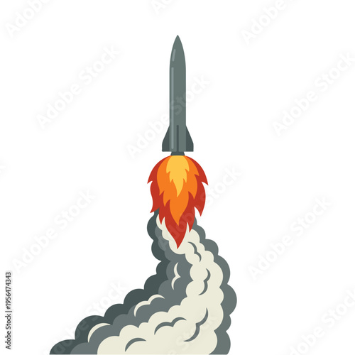 vector flat a ballistic missile is launching upwards at high speed 001