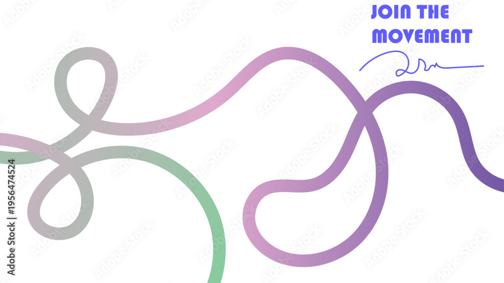 Fototapeta premium Abstract Background with Color Line Shapes. Geometric Pattern with Squiggle Gradient Elements. Bright color gradient curved thick flowing lines. White background.