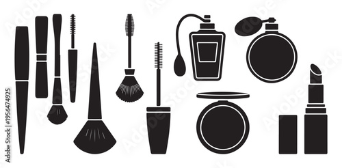 Beauty and cosmetic icon set. flat style makeup product for skincare or beauty collection