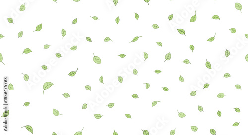 Seamless small leaves pattern with scattered green foliage nature background texture vector illustration design