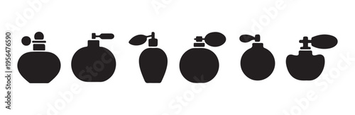 Perfume bottles icons collection flat design isolated on white background