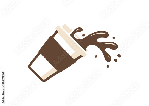 coffee spills from a glass flat icon
Vector flat icon, isolated on white background