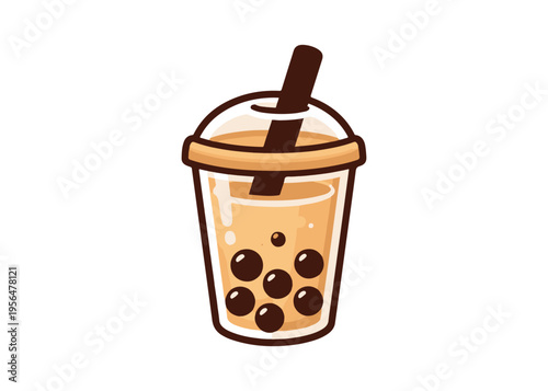 bubble tea with balls flat icon
Vector flat icon, isolated on white background