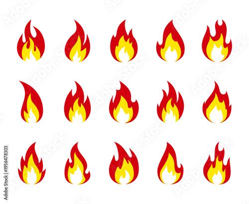 Fire flame icon collection svg cut file. Isolated vector illustration.