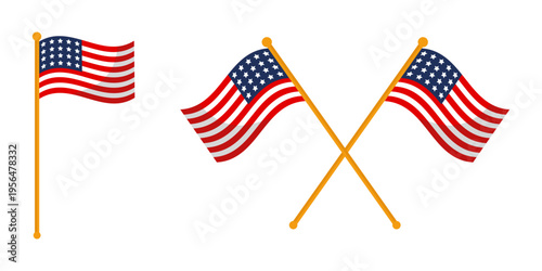 American flags svg cut file. Isolated vector illustration.