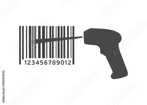 scanner reads the barcode flat icon
Vector flat icon, isolated on white background