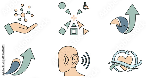 Inclusivity icon set access support growth care listen unity aid app ui edu