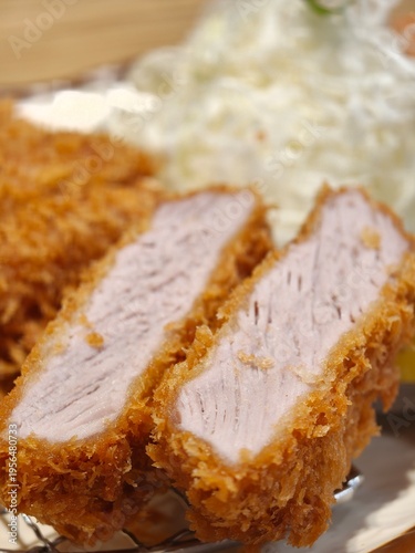 Tonkatsu Cross Section Close Up Juicy Pork Interior
