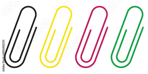 Set of color paper clips with pastel color vector illustration. Suitable for clip art, stickers, flat design illustration, etc
