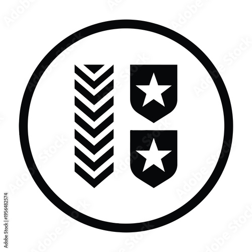 Military insignia with stars and chevrons on a white background