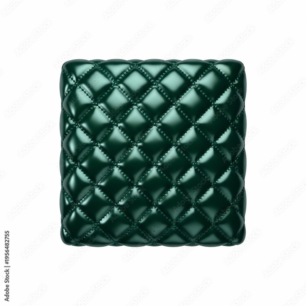 Fototapeta premium Dark green quilted leather texture closeup.