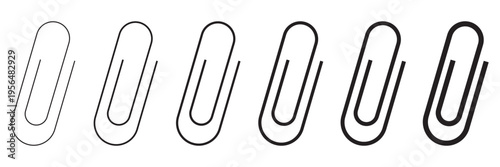 Paperclip icons set. Set of line vector icon with editable stroke