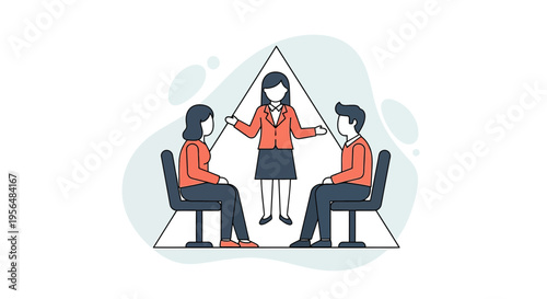 Illustrative depiction of a professional meeting facilitated by a mediator in the workplace