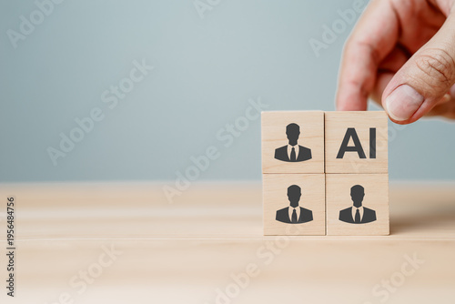 Concept of artificial intelligence replacing human roles, illustrating workforce automation, job displacement, digital transformation, and evolving future of work in modern business environments.