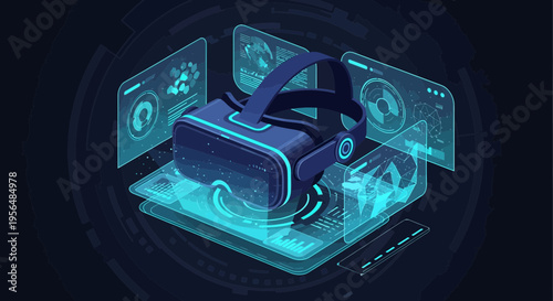 Immersive Technology Visualization: Isometric VR Headset Integrating with Digital Interfaces