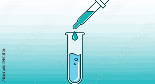 Illustrative liquid analysis demonstration with a pipette and test tube in a scientific laboratory