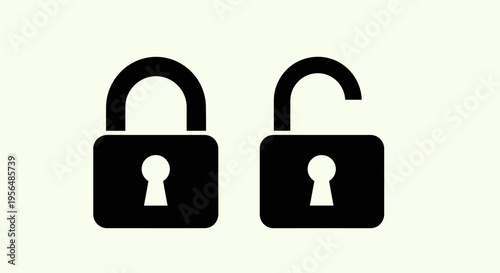Minimalist padlock icons in solid black silhouette style.