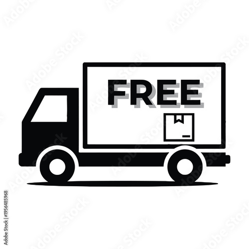 Free delivery truck shipping box graphic illustration
