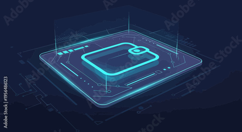 Innovative digital wallet with holographic projection symbolizing secure transactions