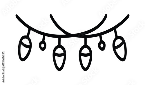 Simple hand drawn doodle of a string of festive christmas lights