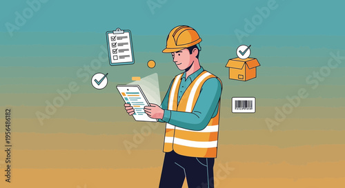 Inspection process facilitated by technology, focusing on workers and operational monitoring