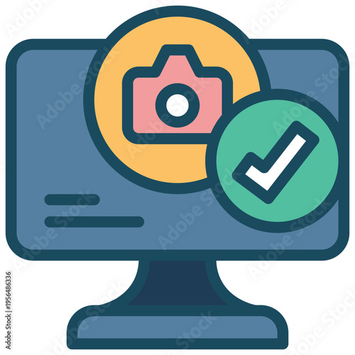 computer camera request allow accept check privacy protection security filled outline icon