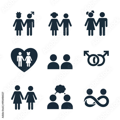 Vector set of various relationship and partnership icons