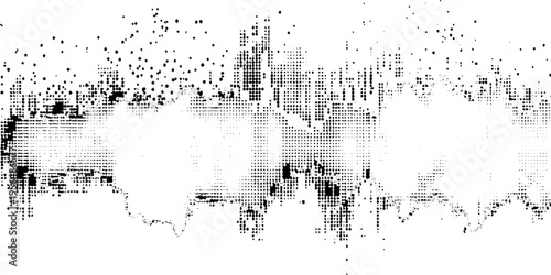 grunge black and white texture featuring halftone dots and dust screen print effect for graphic projects. vector design.