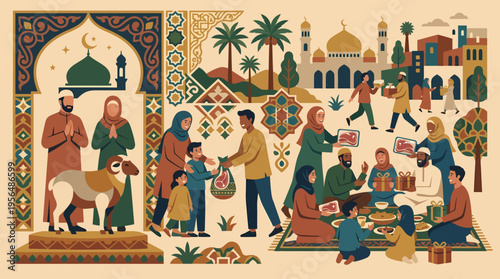 Eid al-Adha Celebration - A Vibrant Depiction of Community and Tradition.