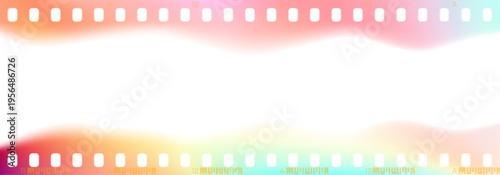 Realistic analog film frame with light leak effects. Vintage 35mm vector border with sprocket holes with burn gradient and transparent overlay for retro video, cinematic project, nostalgic photo edit.