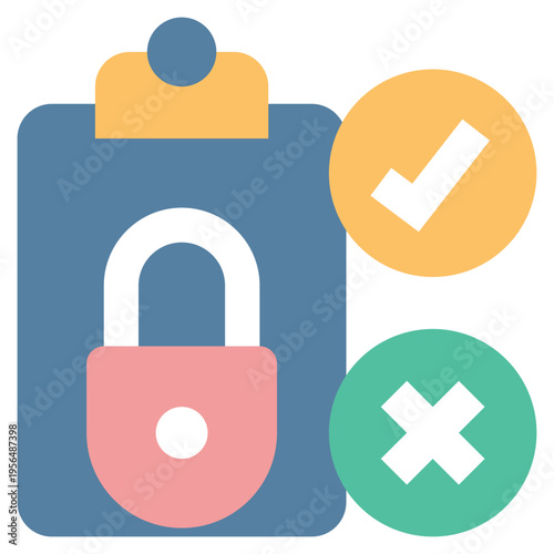 board lock report check privacy protection security flat style icon