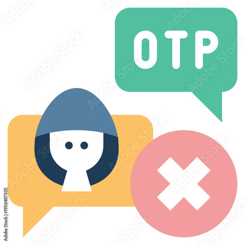 stop not tell otp number 2fa identity privacy protection flat style icon