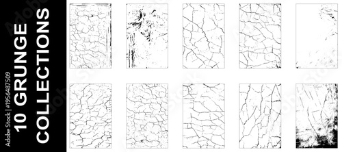 Grunge overlay texture. Old dirty concrete background with cracks and scratches. Vector collectoin