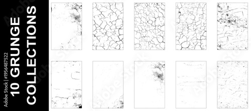 Grunge overlay texture. Old dirty concrete background with cracks and scratches. Vector collectoin